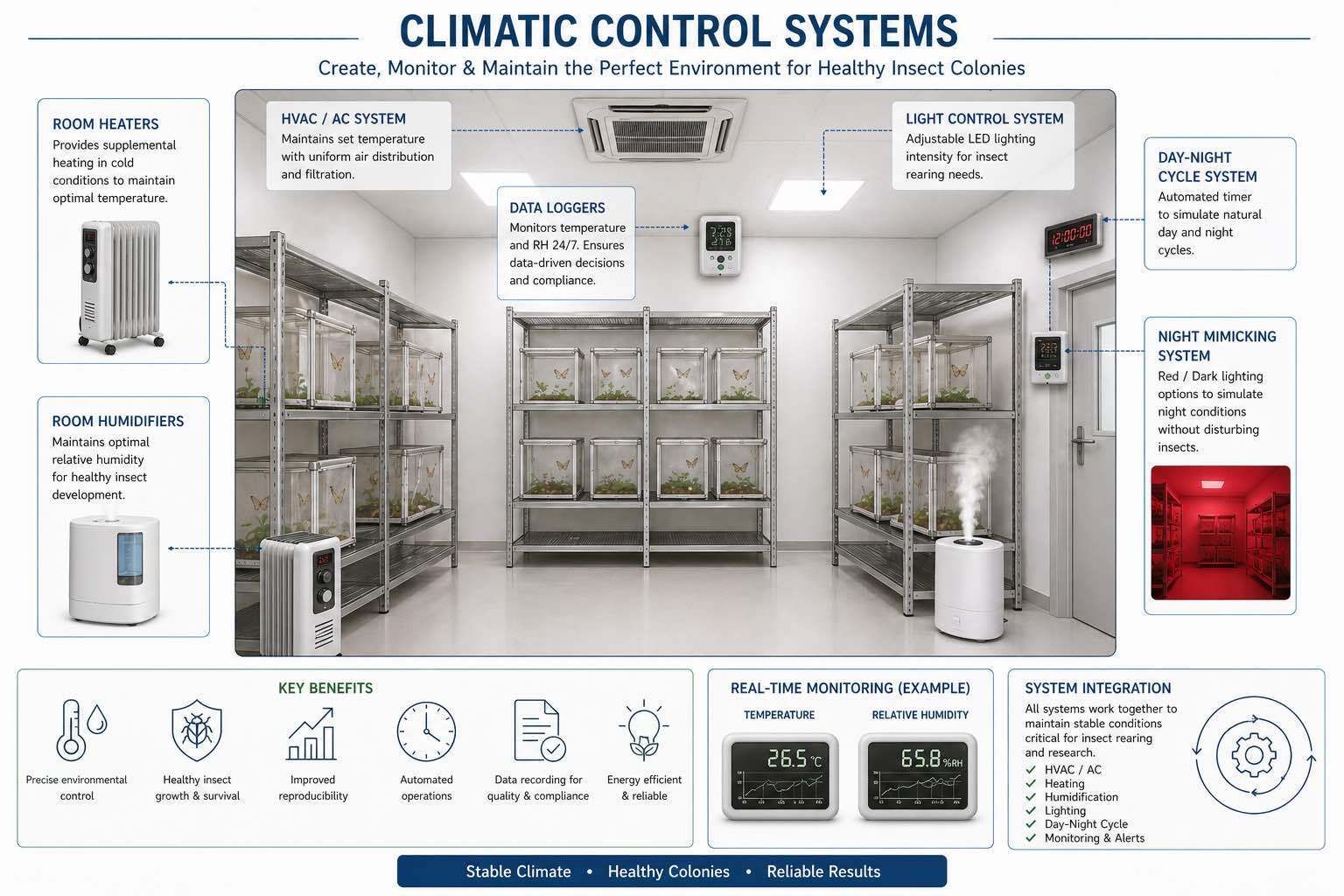 Climatic control systems of insectary